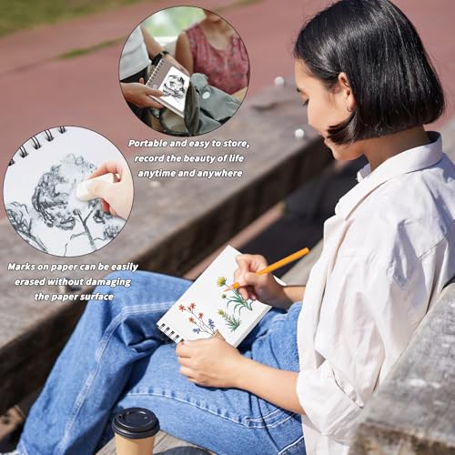 UZLU 6 Pcs Sketch Book Bulk 5.5 x 8.5 in 600 Sheets Top Spiral Bound Sketch Pad Drawing Paper 100 Sheets Each Acid Free Mixed Media Sketchbook 68lb/100gsm Art Supplies for Beginner Artist - size: 5.5x8.5in