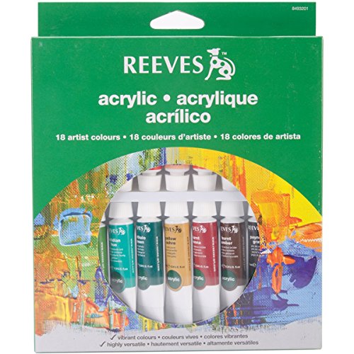 Reeves 18-Pack Acrylic Color Tube Set, 10ml - size: 18 Tubes, style: Acrylic Colour