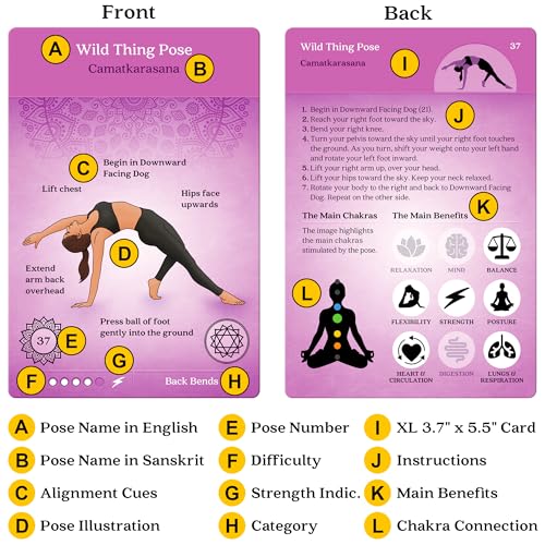 Asana Moon Premium Yoga Cards – Deck with Over 120 Yoga Poses – Yoga Sequencing Deck with Yoga Cues and Sanskrit Names for Beginners and Teachers – Unique Yoga Gift for Women or Any Yoga Lover