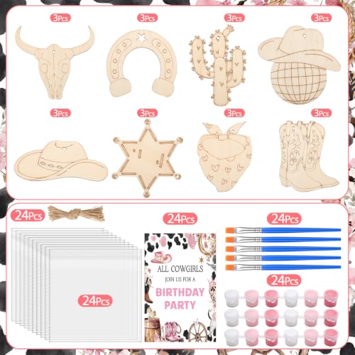 Saypacck 24 Pcs Cowgirl Party Favors Wooden Paint Craft Kits | Cowgirl Painting Crafts, Birthday Goodie Bag Fillers, Thank You Gifts for Kids Celebrations Decor - style: Cowgirl