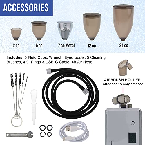 Master Airbrush Powerful Cordless Airbrushing System Kit - 20 to 36 PSI, Portable Rechargeable Air Compressor Professional Artist Set, How to Guide - Acrylic Paint, Makeup, Cake, Hobbies Crafts, Model