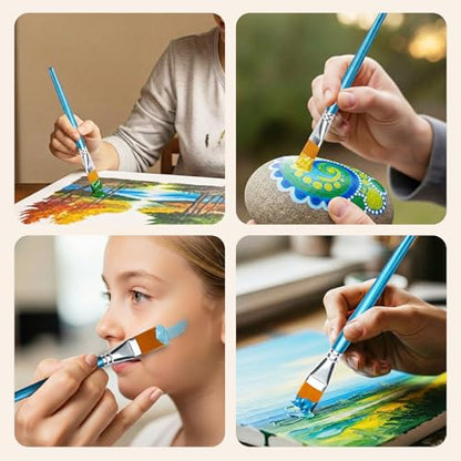 JEAWIWI 3 Pcs Acrylic Paintbrush Set, Flat Paintbrushes, 30mm, Blue | Oil Watercolor Face Paint Brushes for Rock, Face Art, Canvas, Body, DIY Crafts, Artists, Hobbyists, Home & Studio Use - size: 3 PCS