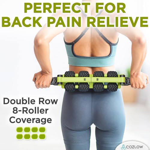 COZLOW 3 in 1 Lymphatic Drainage Massage Tool - Back Massager - Cellulite Roller - Arm + Leg Muscle Trigger Point Myofascial Release - color: Green/Black