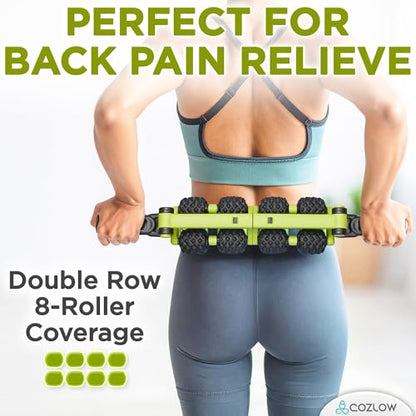 COZLOW 3 in 1 Lymphatic Drainage Massage Tool - Back Massager - Cellulite Roller - Arm + Leg Muscle Trigger Point Myofascial Release - color: Green/Black