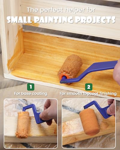 Voomey Small Paint Roller, 2 Inch Mini Paint Roller Kit 10 Pack | Microfiber Paint Rollers with Tray and Roller Frame for Touch Up Painting Wall, Door, Cabinet - size: 2 Inch Mini Paint Roller Kit 10 Pack
