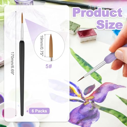 MECCANIXITY Miniature Detail Paint Brushes, 19mm Round Pointed Small Fine Tip Micro Paint Brushes for Fine Model Craft Art Face Acrylic Painting Oil Watercolor(Black, Pack of 6) - color: Black, size: 19mm