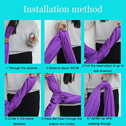 Foser Aerial Hammock, 16.4ft 9.2ft Swing Set for Anti-Gravity Yoga, Dance & Acrobatics - color: Gradient blue