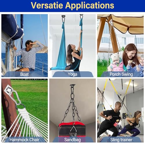 4Pcs Black Zinc Galvanized Pad Eye Hooks Porch Swing Hanging Kit - color: Black （Circle）