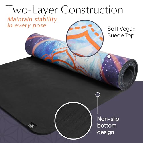 HIGHTOP Yoga Mat with Strap Non-Slip 6mm Thick, Premium Suede & TPE Water Flow Design (72”x24”) Yoga, Hot Yoga, Pilates and Sweaty Workout