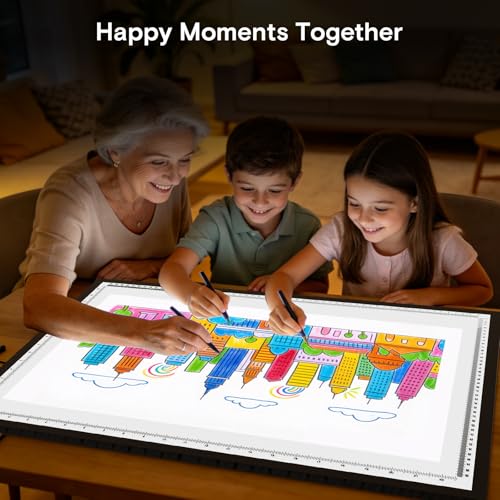 A2 Light Pad,LED Light Board for Diamond Painting,Tracing&Drawing | 9000 Lux Bright Light,10 Brightness Levels,Independent Anti-Touch Controller,Ultra Thin Design,USB-C Connection - size: A2-3color