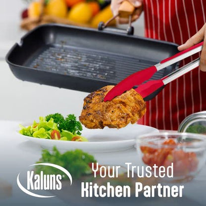 Kaluns Silicone Spatula Set, 4 Rubber Spatulas 600°F Heat Resistant, Nonstick Seamless Design with Stainless Steel Core, Dishwasher Safe, BPA free, Bonus Tongs Included - color: 4 Pcs + Tongs Red