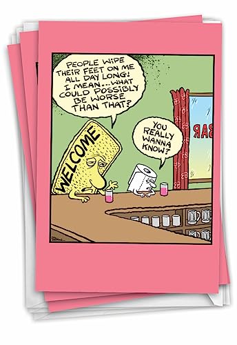 NobleWorks Pack of 3 Funny Birthday Greeting Cards with Envelopes (1 Designs, 3 Each) Welcome Mat C9283BDG-C3x1 - style: Welcome Mat