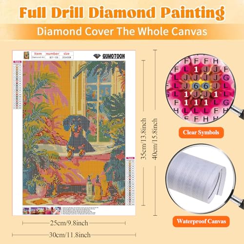 GUMITOON Diamond Art Kits for Adults-Pink Bow Full Drill Diamond Dots Paintings for Beginners, Round 5D Paint with Diamonds Pictures Gem Art Painting Kits DIY Crafts Kits 12"x16" QCY-149 - color: QCY-158
