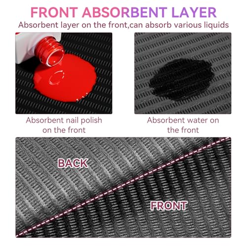 Makartt 20 Pcs Black Waterproof Nail Mats, 18"x13" Foldable | 3-Ply Absorbent Nail Mat with PE backing, Easy Storage, Ideal for Salon, Tattoo, and Home DIY Manicure - color: Black, size: 20PCS