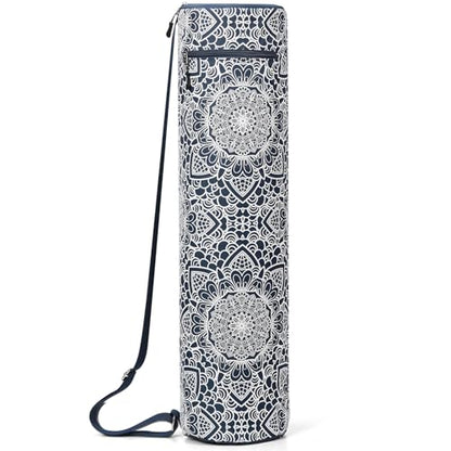 Gonex Yoga Mat Bag, Full-Zip Mat Carrier | 600D Oxford Fabric, Wet Pocket, Front Zip Pocket, Adjustable Strap, Fits Mats up to 26" - color: Navy Blossom