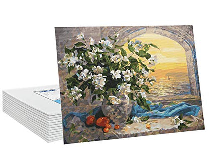 Canvas Boards for Painting 9x12 Inch, Super Value 12 Pack White Blank Canvas Panels, 100% Cotton Primed, Painting Art Supplies for Professionals, Hobby Painters, Students & Kids - size: 9"×12"