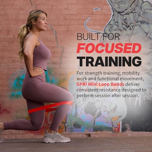 SPRI Mini Loop Bands Kit, Set of 3 - Light, Medium, Heavy Resistance Bands for Lower Body Workouts, Toning Muscles, and Exercise