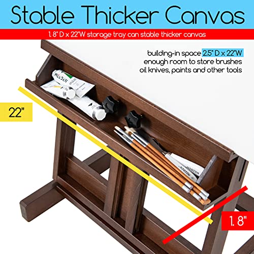 MEEDEN Heavy Duty H-Frame Studio Easel Stand, Large Adjustable Solid Beech Wood Artist Easel for Painting, Holds Canvases up to 78" with Storage Tray- Walnut - color: Walnut