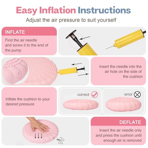 kisnbld Wobble Cushion, Balance Disc with Pump, Core & Posture Training - color: 1Pink