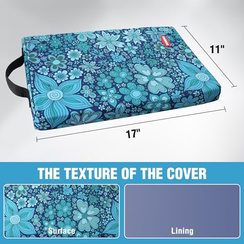 WORKPRO 17" Kneeling Pad with Removable Cover, Blue Floral Printing - color: Blue