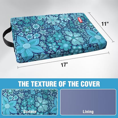 WORKPRO 17" Kneeling Pad with Removable Cover, Blue Floral Printing - color: Blue