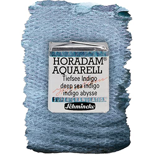 Schmincke - HORADAM® AQUARELL, Super Granulation, 14 952 044 Deep Sea Indigo, 1/2 Pans, Very Strong granulating Tones, Finest, Super granulating Watercolors - color: 952 deep sea indigo