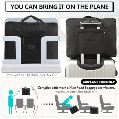 Travel Duffel Bag 24 PCS Foldable Travel Bag Bulk Carry on Luggage Bag Waterproof Tote Sports Gym Bag Lightweight Large Weekender Overnight Bag for Women and Men (Black 24PCS) - color: Black 24PCS