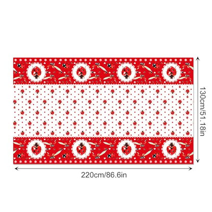 1Pc Ladybug Insect Party Plastic Tablecloth 54 x 87 Inch Long Table Cover, Coccinella Septempunctata Party Tablecover for Ladybird Theme Kids Baby Shower Birthday Dinner Picnic Kitchen Event - color: Ladybug Insect