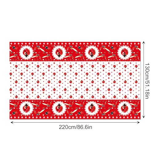 1Pc Ladybug Insect Party Plastic Tablecloth 54 x 87 Inch Long Table Cover, Coccinella Septempunctata Party Tablecover for Ladybird Theme Kids Baby Shower Birthday Dinner Picnic Kitchen Event - color: Ladybug Insect