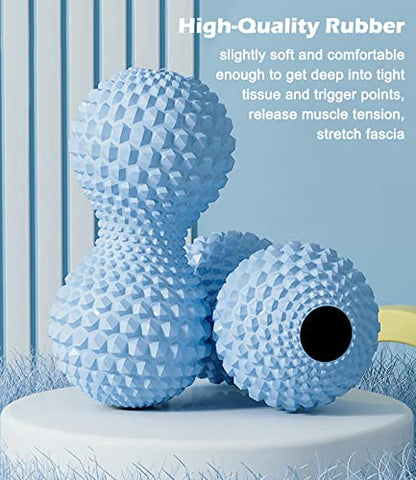 KITWILD Peanut Massage Ball, Double Lacrosse Massage Roller Ball for Deep Tissue Muscle Massage, Physical Therapy, Myofascial Release, Muscle Knots, and Yoga Therapy - color: Blue