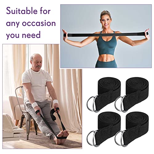 Jerify Yoga Strap for Stretching Bulk 6ft Exercise Stretch Band with Metal D Ring Adjustable Pilates Non Elastic Yoga Belt for Women Men Physical Fitness Gym Workout Dance - color: Black
