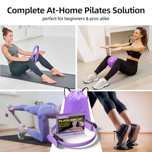 Pilates Ring Kit for Women, Pilates Equipment Accessories, Home Workout Set with Magic Circle, Mini Exercise Ball, Ankle Resistance Bands & Yoga Socks, for Fitness, Toning & Better Me Gifts - size: 11 Count(Pack of 1)