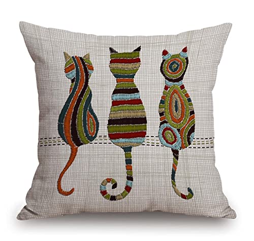 TSSOHU Cute Animal Cat Throw Pillow Cover Patio Furniture Knitted Design Kitten Family Decorative Cushion Cases Home Décor for Couch Bed Sofa 18x18 Inch - color: Tss51