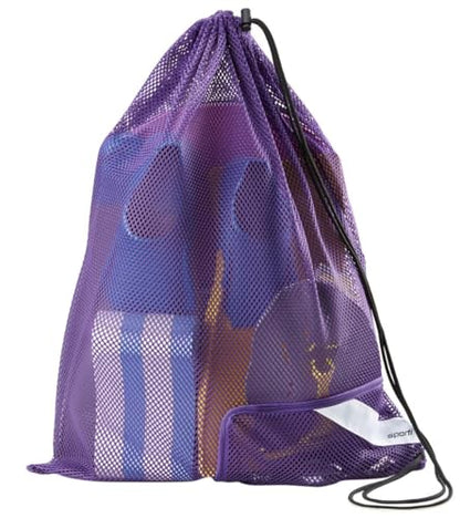 Sporti Mesh Swim Bag Drawstring Backpack, Equipment Bags For Swimmer - color: Royal Purple, style: 2. Mesh Bag With Zipper Pocket