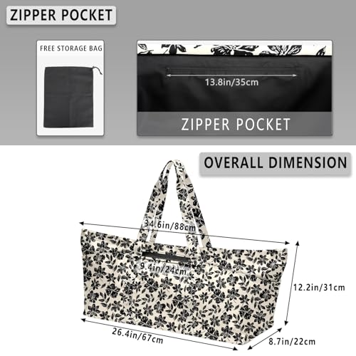 Yoga Mat Bag for Women Men Large Yoga Bag Travel | Gym Bag for Pilates Office Beach Workout, Yoga Mat Tote Carrier with Mat Strap for 1/4" 1/2" Thick Exercise Yoga Mat - color: Black Flowers