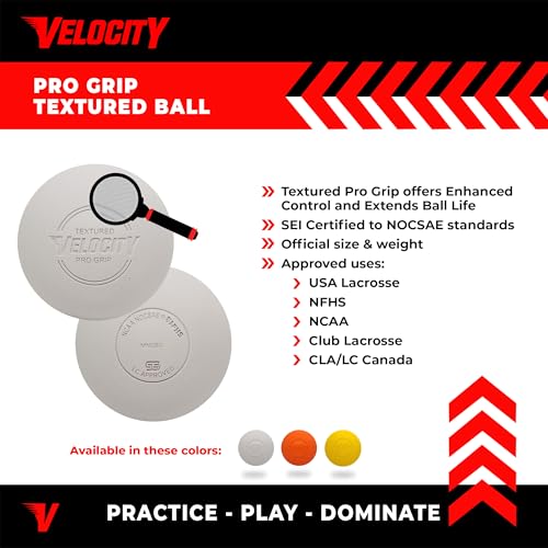 Velocity Pro Grip Lacrosse Balls - 6, 12, 18, 60 and 120 Packs - Certified for Youth, Club, High School, CLA, and College Game Play - color: White, size: 18 Balls