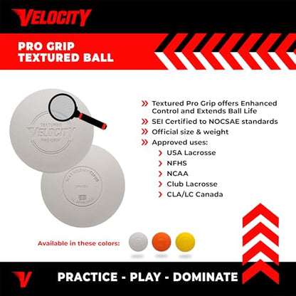 Velocity Pro Grip Lacrosse Balls - 6, 12, 18, 60 and 120 Packs - Certified for Youth, Club, High School, CLA, and College Game Play - color: White, size: 6 Balls