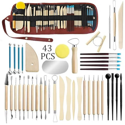 LINPHCEY 43Pcs Clay Sculpting Tools Set Perfect for Polymer Air Dry Modeling Clay Beginners & Professionals Ideal for DIY Pottery & Ceramics Tools for Clay Sculpey Sculpting & Crafting - color: 43PCS/SET