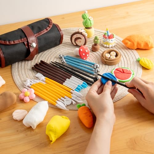UUSYCUN 52PCS Pottery Tools for Sculpting, Ceramics Clay Tools for Pottery Kiln, Pottery Wheel, Trimming, Carving, Modeling, Beginners, Polymer Clay, Air Dry Clay, Pros, Adults, Crafting Supplies - color: Wood-52PCS