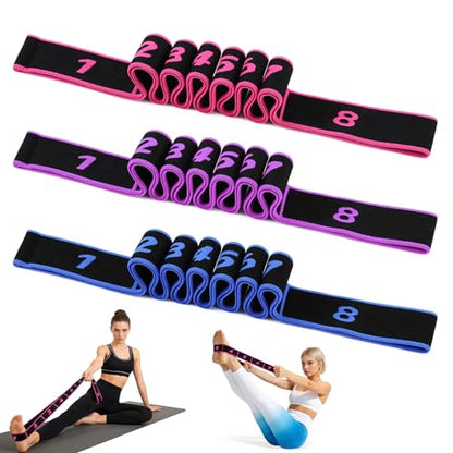 Fitness Resistance Bands with Handles, 2026 Upgrade Fitness Resistance Band for Stretching and Yoga, Fashion Puller Exercise, Adjustable Leg Stretcher Bands for Full Body Stretching Shaping - color: 3pcs-A