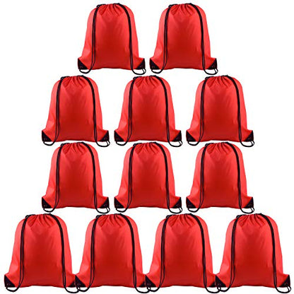 KUUQA 12 Pcs Drawstring Backpack Bags, Red - color: Red