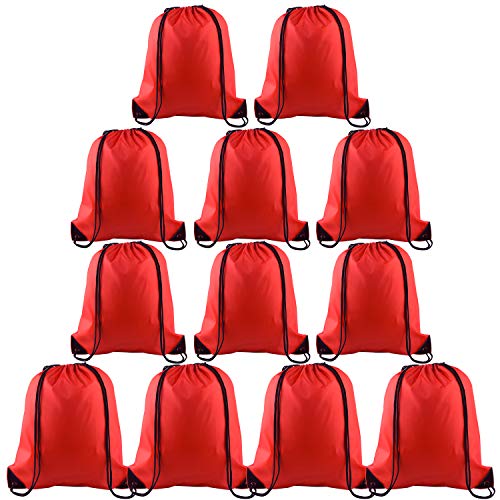 KUUQA 12 Pcs Drawstring Backpack Bags, Red - color: Red