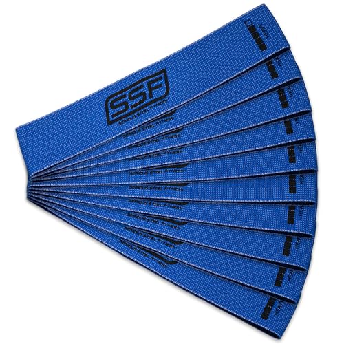 Serious Steel Fitness 패브릭 미니 루프 미끄럼 방지 저항 밴드 세트 | 워밍업, 물리 치료, 둔근 훈련, 속도 및 민첩성 운동 밴드 - color: 레벨 4 - 헤비 (블루)