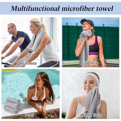 SmoothNovelty 36 Pcs Microfiber Gym Towel 16 x 28 in Bleach Proof Towels Absorbent Soft Sweat Towels Quick Dry Lightweight Towel for Hand Salon Bath Spa Hotel Pool Home Hair Care(Light Grey) - color: Grey