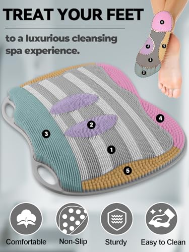 Kalolary Silicone Shower Foot Scrubber Mat with Non Slip Suction Cups - color: Grey