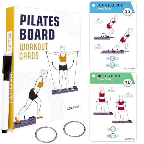 Pilates Board for Women-71 Exercise Cards with Pilates Board，Includes 4-Week Challenge,2 Rings& Dry-Erase for Easy Organization-Home, Gym or Studio (Pilates Board) - color: Pilates Board
