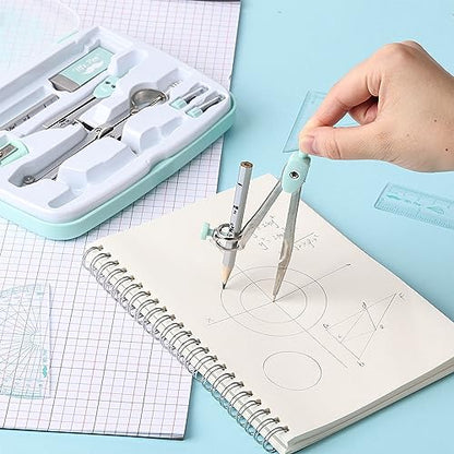Mr. Pen- Geometry Set, 13 pcs, 3 Metal Compasses, Protractor, 6" Ruler | 45° & 30°/60° Set Squares, Pencils, Lead Refills, Sharpener & Eraser for Math, Drafting & Classroom Use | 45° & 30°/60° Set Squares, Pencils, Lead Refills, Sharpener & Eraser for Mat