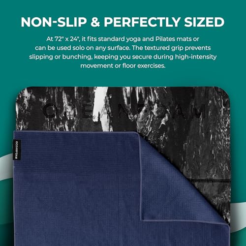 Oceanfoam Beach Towel – Lightweight, Absorbent, Quick-Drying, Sand-Resistant, Non-Slip – Ideal for Workouts, Yoga, Pilates, Beach, Pool, Boat & Travel – 25% Recycled – 72"x24" (Navy Gradient) - color: Navy Gradient