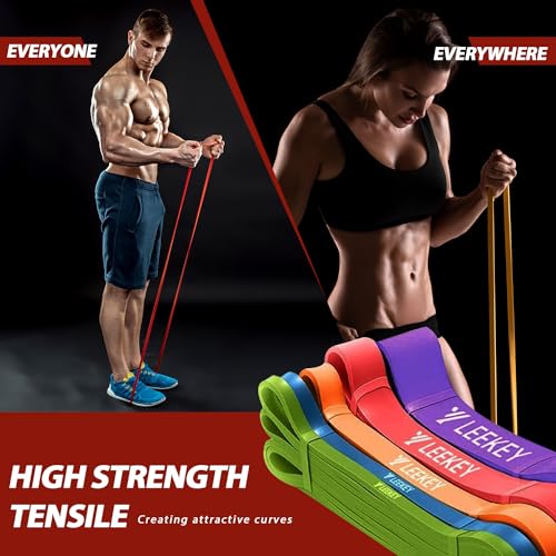 LEEKEY Resistance Bands for Pull Up Assist, Exercise & Workout Bands Set - color: 5-125LB Candy Color