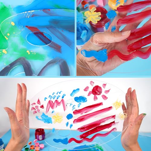 4Pcs Acrylic Paint Palette,Paint Pallet,Art Palette,for DIY Art or Oil Watercolor Painting Palette - style: Clear